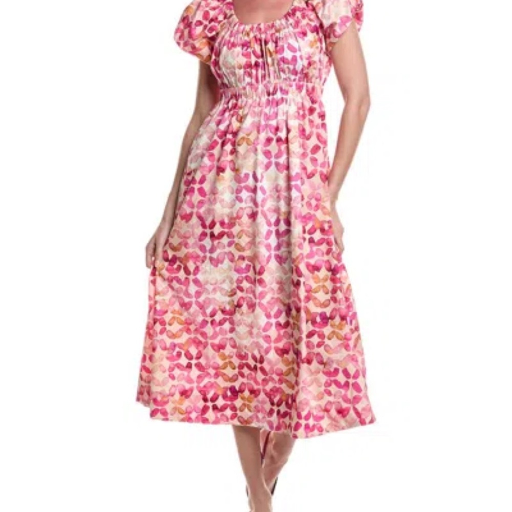 Tyler Boe Pink and Orange Floral Midi Dress